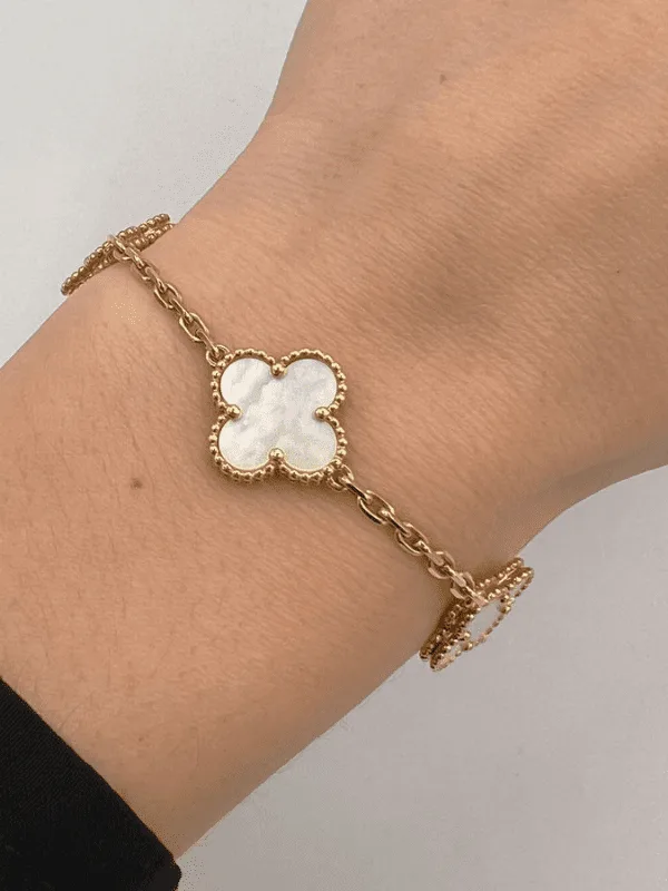 Van cleef white bracelet 18k gold plated stainless steel