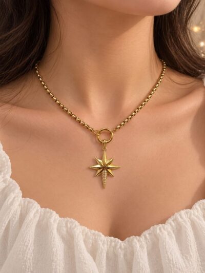 Stary gold plated necklace