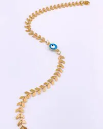 Blue eyes gold plated anklet 
