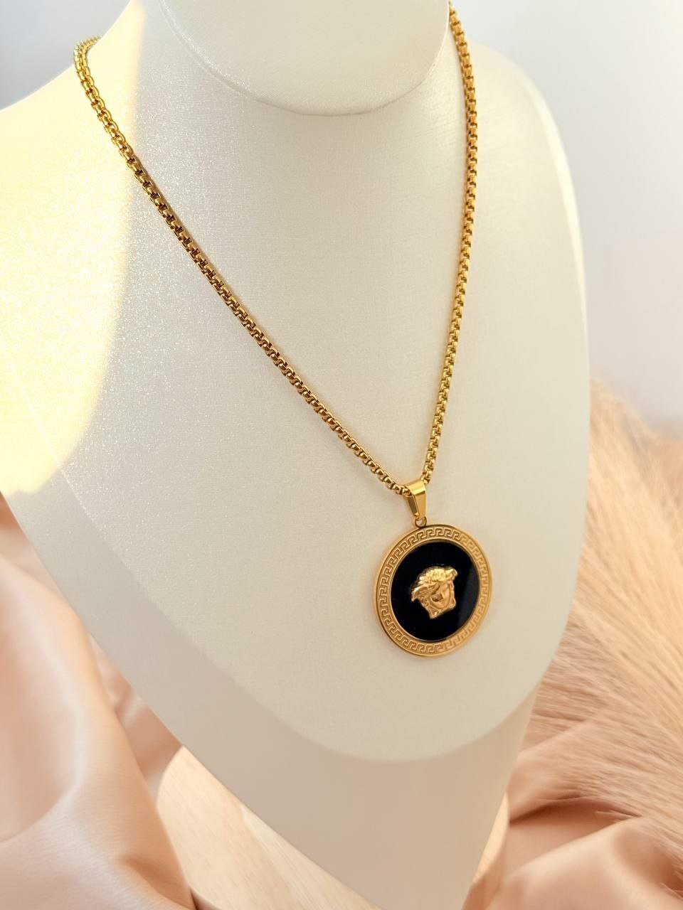 Black versace gold plated necklace