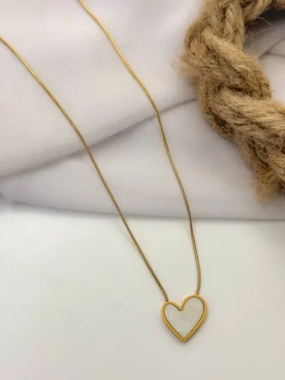 White heart gold plated  necklace