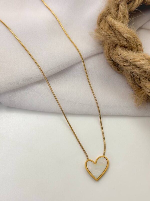 White heart gold plated  necklace