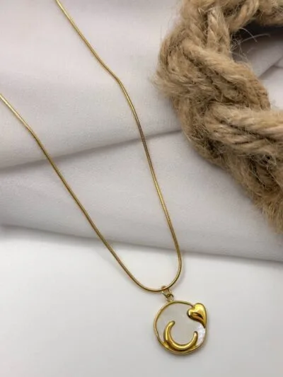 Moon heart   gold plated necklace 