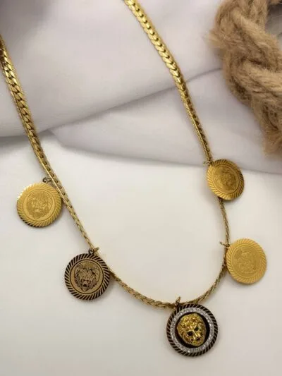 Round charming gold plated necklace