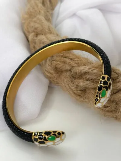 Black snake gold plated bangle