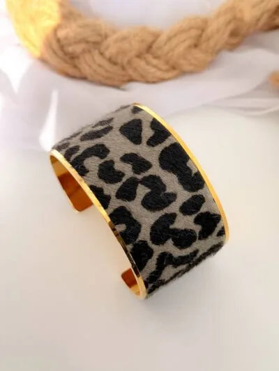 Black Leopard gold plated bangle