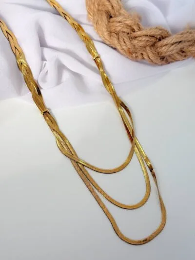 Twisted snake gold plated necklace