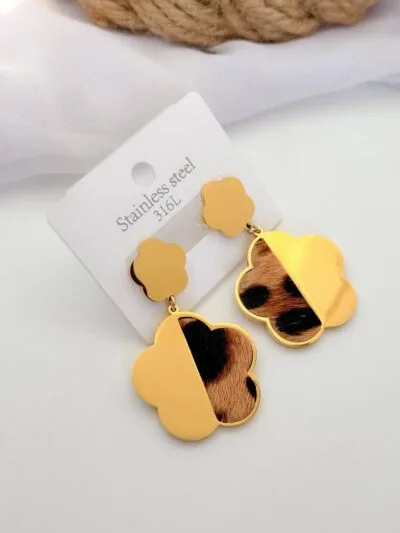 Simple leopard gold plated  earrings 