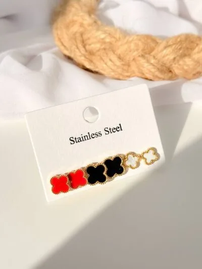 Three leaf clover gold plated  earrings