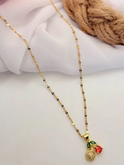 cherries gold plated necklace