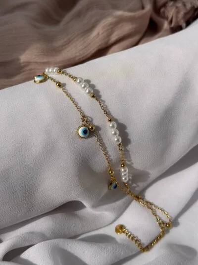 Lucky eye gold plated anklet 