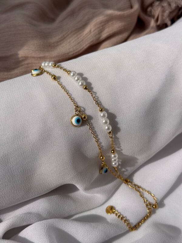 Lucky eye gold plated anklet 