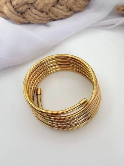 Spiral gold plated bangle