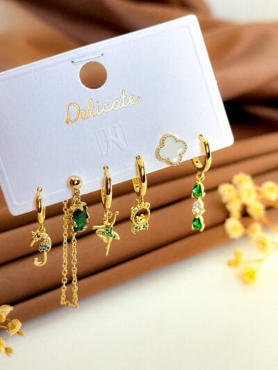Set of  gold plated  earrings ballerina