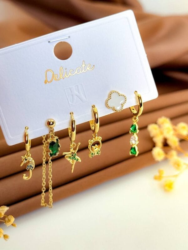 Set of  gold plated  earrings ballerina