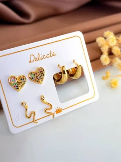 Set of  gold plated  earrings  snake