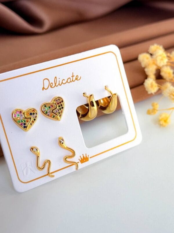 Set of  gold plated  earrings  snake