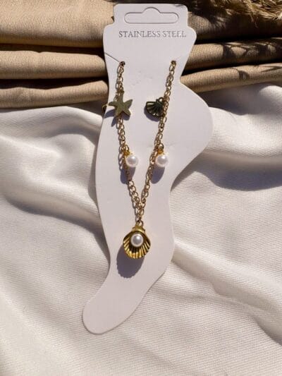 Pearl  gold plated anklet 