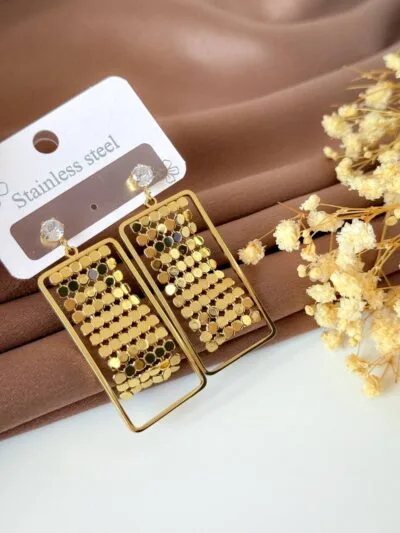Traditional long gold plated  earrings 