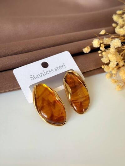 Caramel gold plated  earrings 