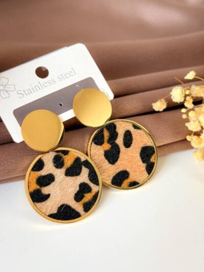 Tiger long gold plated  earrings 