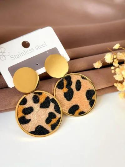 Tiger long gold plated  earrings 