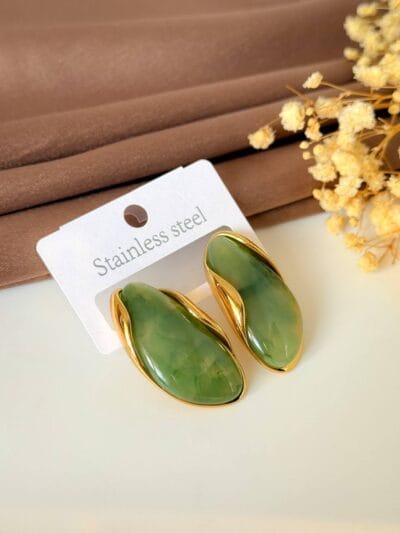 Green gold plated  earrings 