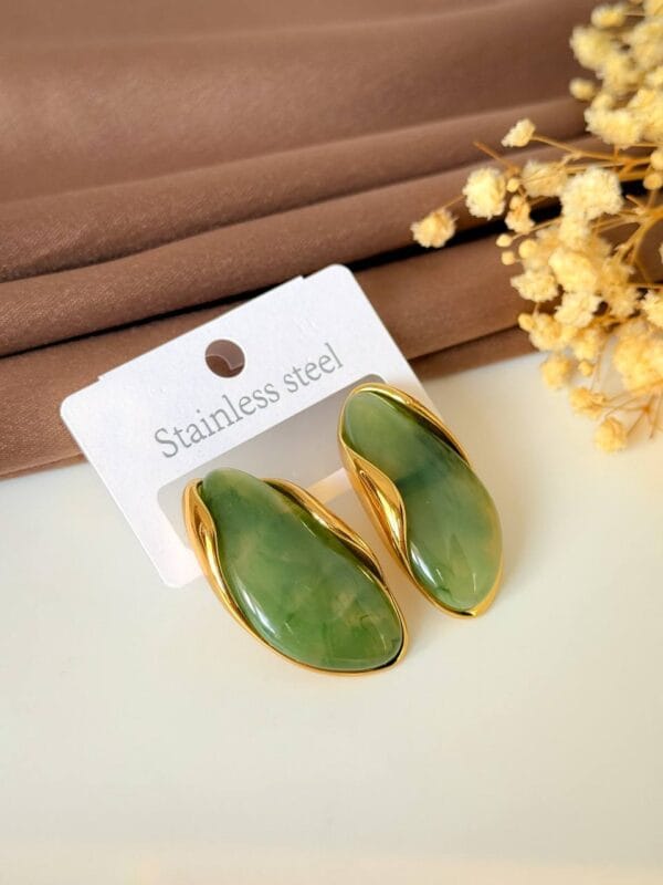 Green gold plated  earrings 