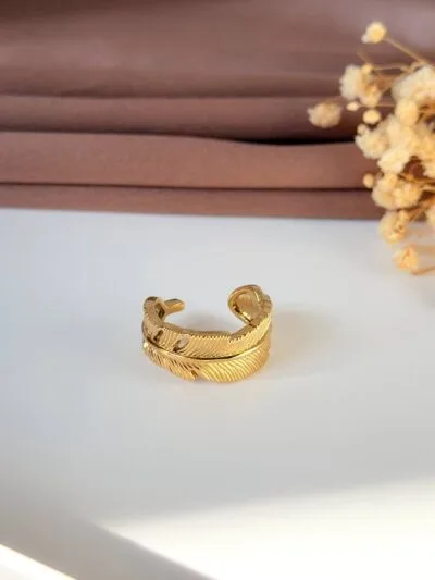 Leaf gold plated ring