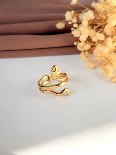 Trendy Snake gold plated ring