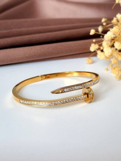 Diamond gold plated nail bangle