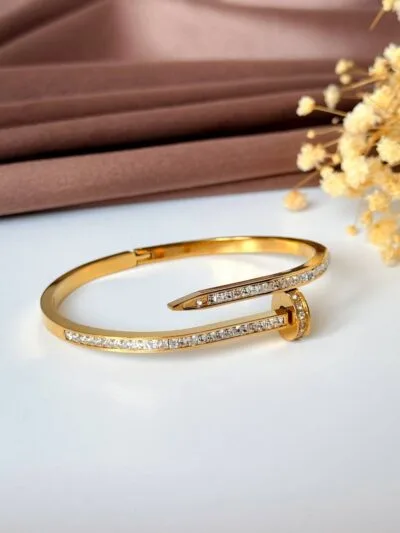 Diamond gold plated nail bangle