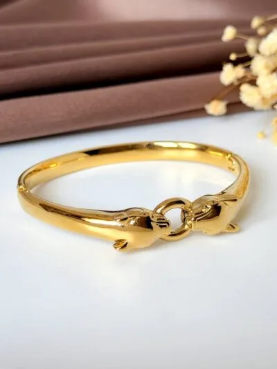 Double Snake gold plated bangle