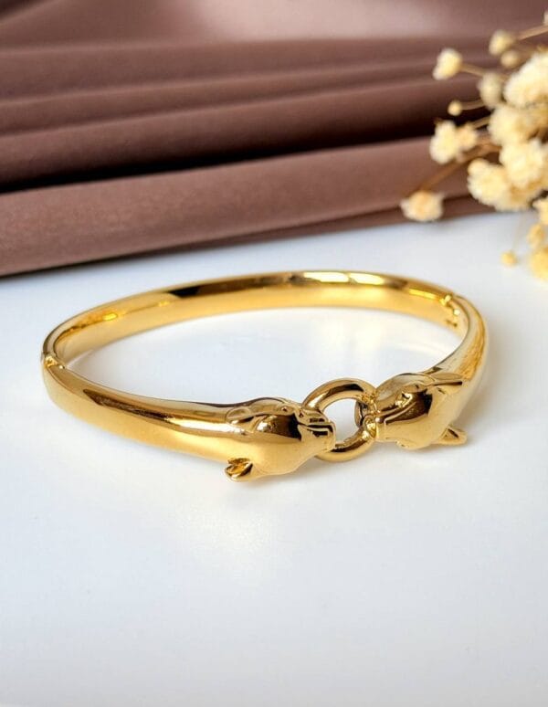 Double Snake gold plated bangle
