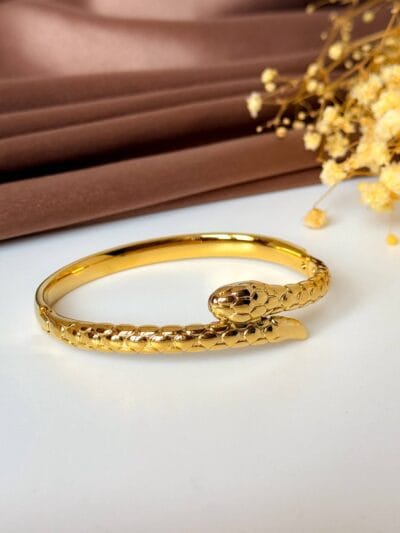 Trendy snake gold plated bangle