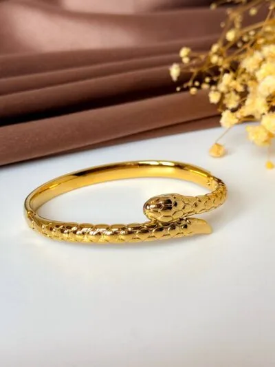 Trendy snake gold plated bangle