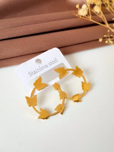 Butterfly Hoop gold plated  earrings