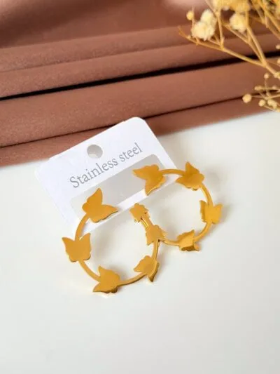 Butterfly Hoop gold plated  earrings