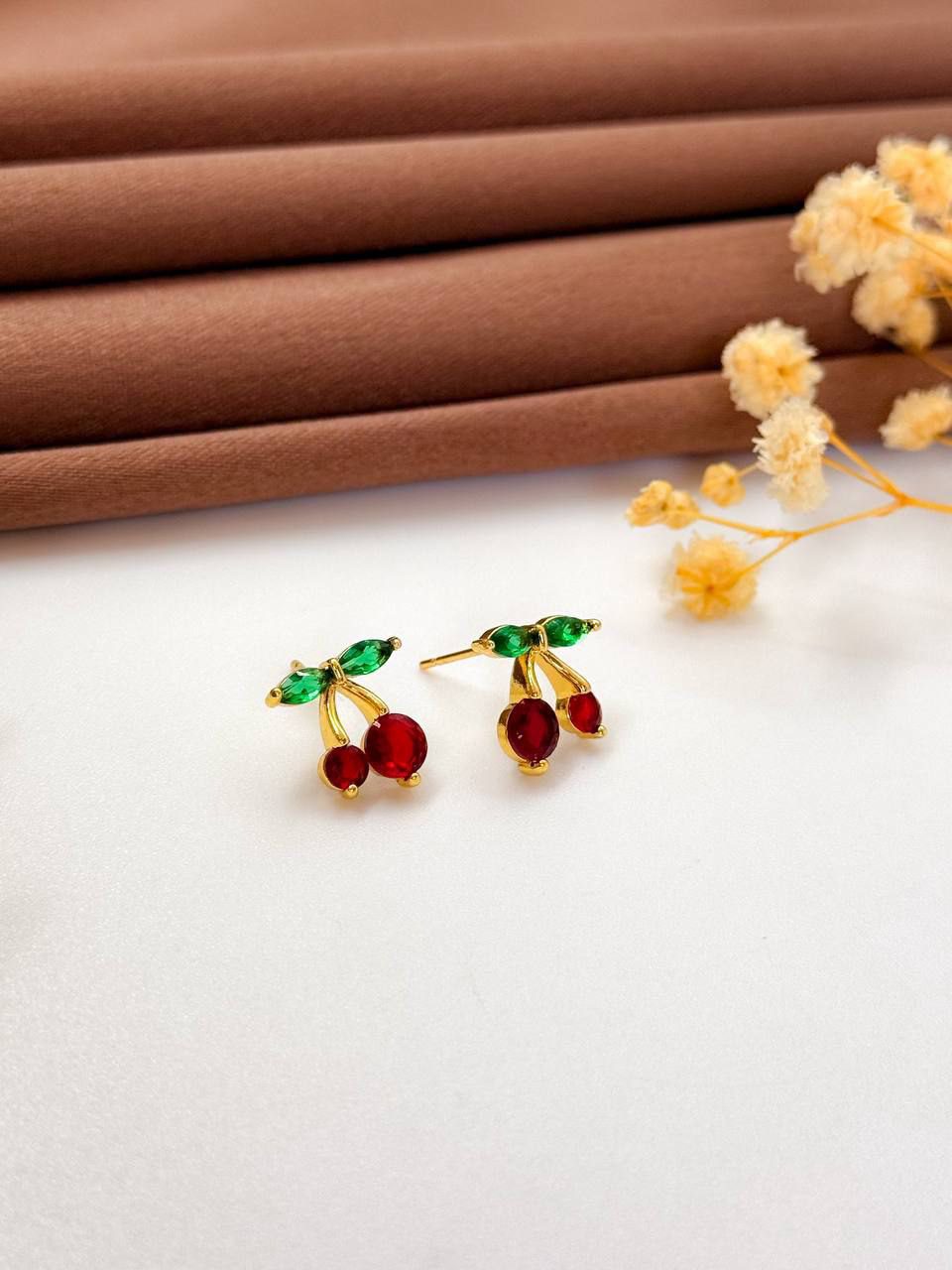 Cherries gold plated  earrings