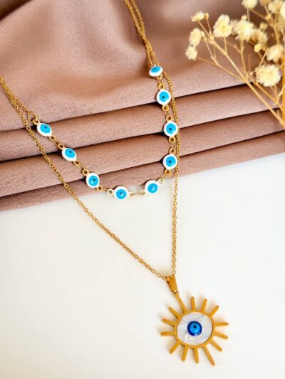 White eye Gold Plated Necklace
