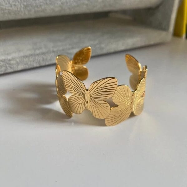 Butterfly gold plated ring