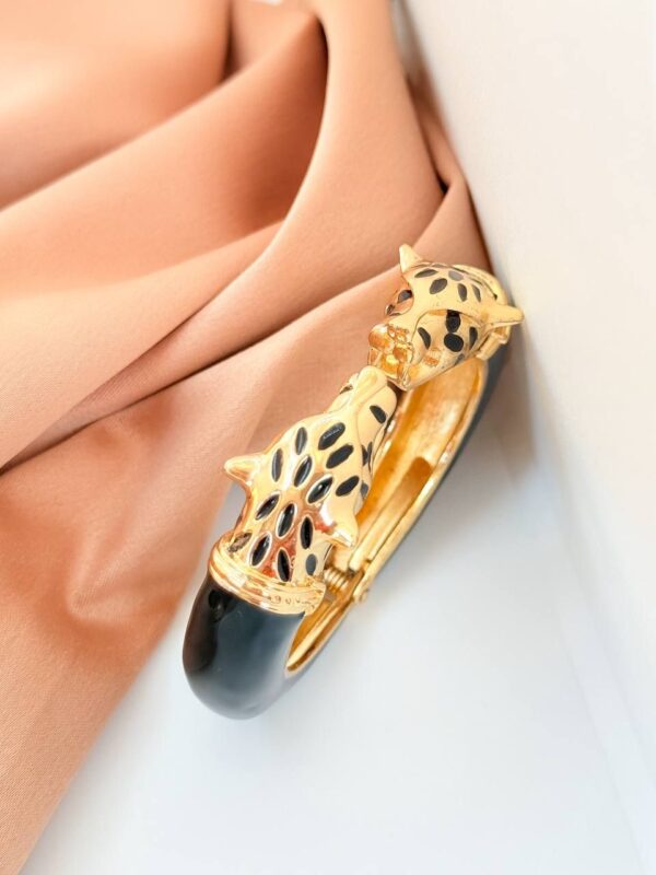 Leopard Black gold plated bangle - Image 2