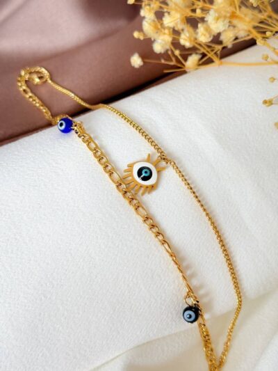 Blue eyes  gold plated anklet