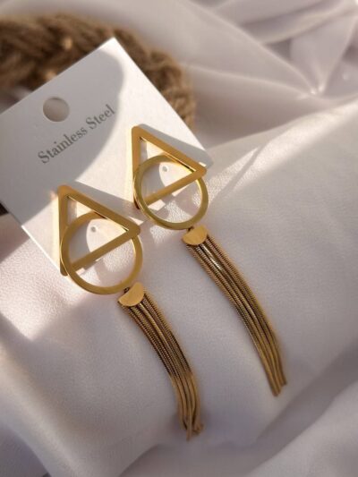 Catching long gold plated  earrings