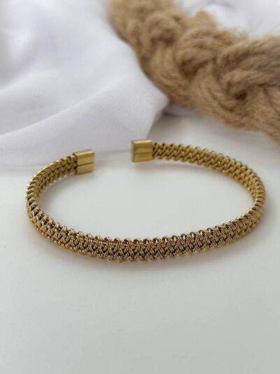 Knitted gold plated bangle