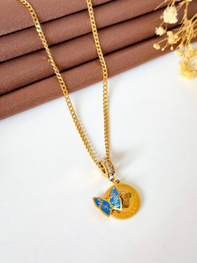 Blue butterfly 🦋 gold plated necklace