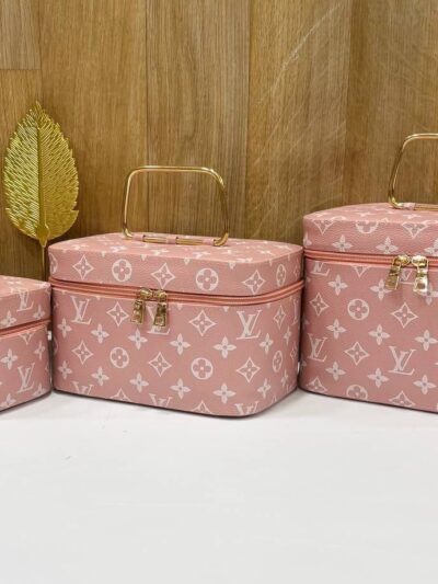 Set of three  pink  Makeup Bag