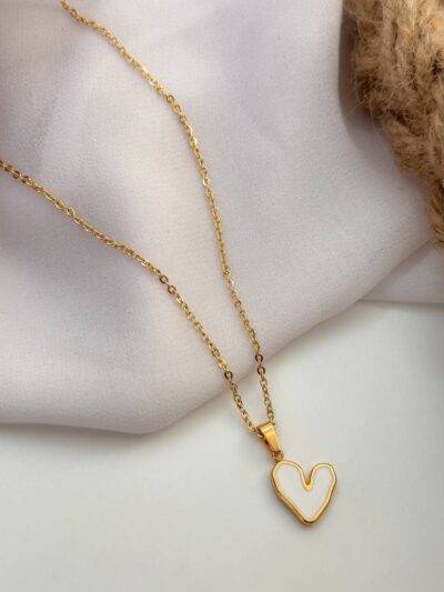 White heart gold plated necklace