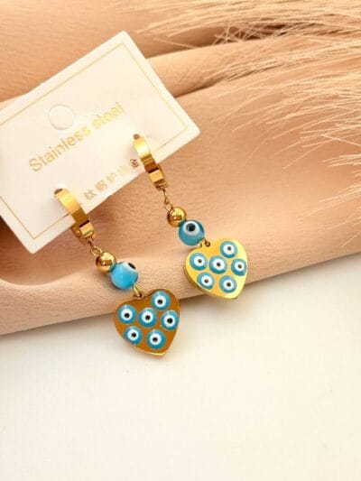 Blue heart  gold plated  earrings