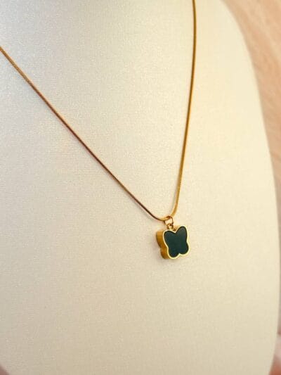 Black Butterfly gold plated necklace